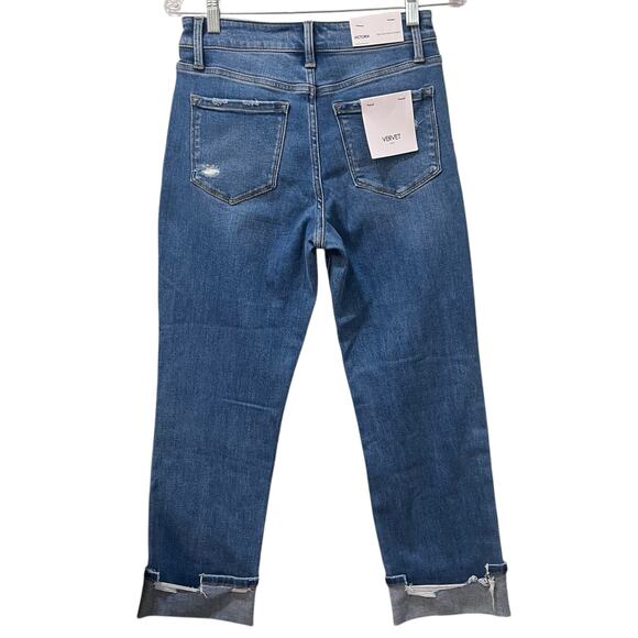 VERVET NWT Victoria High-Rise Cuffed Straight Jeans Sz 27 - Picture 4 of 10